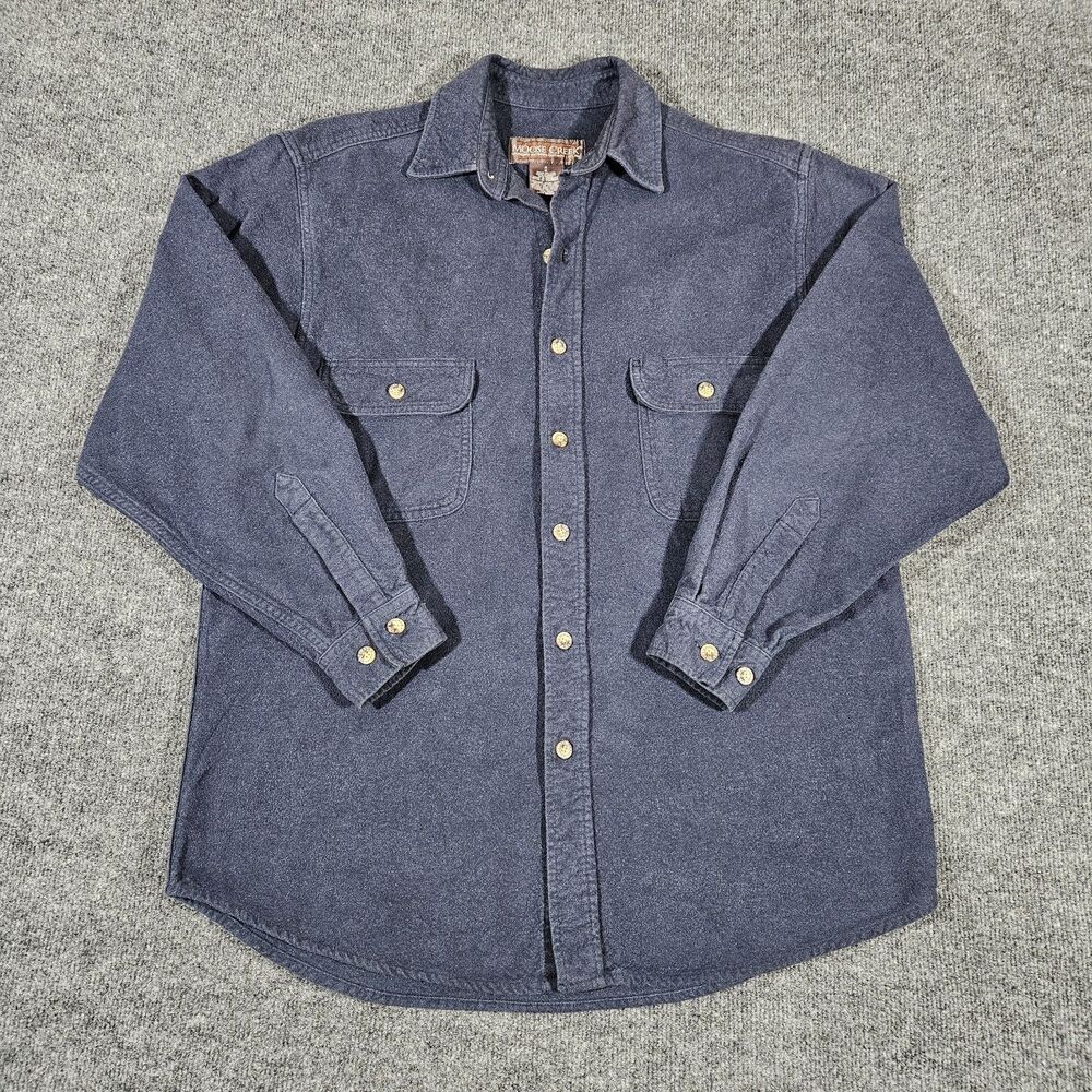 Moose Creek Mens M Navy Heavy Heavyweight Cotton Chamois Flannel Shirt Jacket